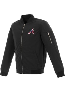 Atlanta Braves Mens Black Nylon Bomber Light Weight Jacket