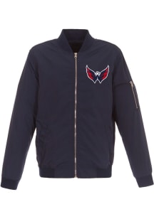 Washington Capitals Mens Navy Blue Nylon Bomber Light Weight Jacket