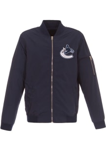 Vancouver Canucks Mens Navy Blue Nylon Bomber Light Weight Jacket