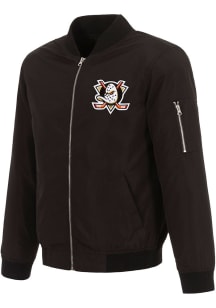 Anaheim Ducks Mens Black Nylon Bomber Light Weight Jacket