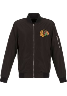 Chicago Blackhawks Mens Black Nylon Bomber Light Weight Jacket