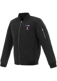 Texas Rangers Mens Black Nylon Bomber Light Weight Jacket