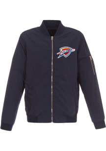 Oklahoma City Thunder Mens Navy Blue Nylon Bomber Light Weight Jacket