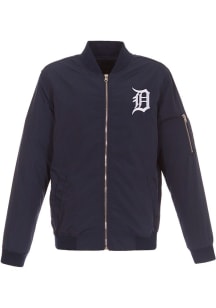Detroit Tigers Mens Navy Blue Nylon Bomber Light Weight Jacket