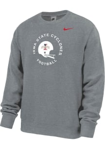 Nike Iowa State Cyclones Mens Grey Heather Patriotic Helmet Long Sleeve Crew Sweatshirt