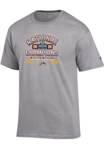 Champion Western Michigan Broncos Grey 2025 National Champions Jersey Short Sleeve T Shirt