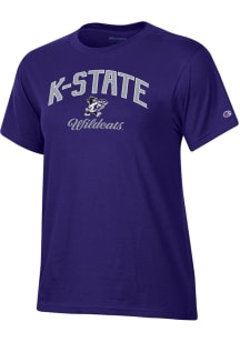 Champion K-State Wildcats Womens Purple Glitter Short Sleeve T-Shirt