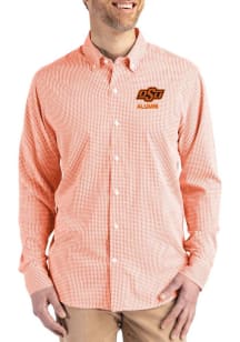Cutter and Buck Oklahoma State Cowboys Mens Orange Alumni Skyline Long Sleeve Dress Shirt
