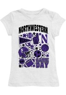 Vive La Fete Northwestern Wildcats Girls White Lexie Short Sleeve Tee