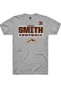 Hunter Smith Western Michigan Broncos Grey Football NIL Stacked Box Short Sleeve Player T Shirt