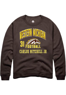Carlos Mitchell Jr Western Michigan Broncos Mens Brown Football NIL Arch Logo Player Crew