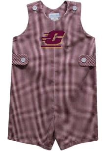 Vive La Fete Central Michigan Chippewas Toddler Maroon Gingham Overalls