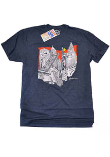GV Art + Design Cleveland Navy Blue Ohio Landmarks Short Sleeve Fashion T Shirt