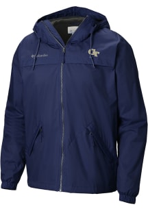 Columbia GA Tech Yellow Jackets Mens Navy Blue Heat Seal Oroville Creek Medium Weight Jacket