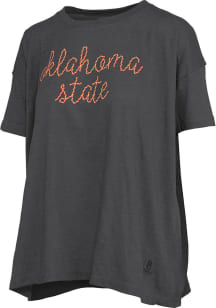 Pressbox Oklahoma State Cowboys Womens Black Swirl Script Short Sleeve T-Shirt