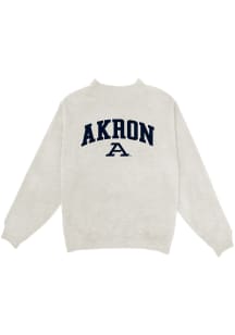 Blue 84 Akron Zips Womens Oatmeal Mock Neck Crew Sweatshirt