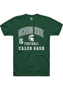 Caleb Gash  Michigan State Spartans Green Rally NIL Arch Logo Short Sleeve T Shirt