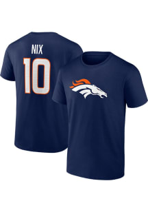 Bo Nix Denver Broncos Navy Blue Name Number Short Sleeve Player T Shirt