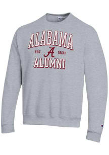 Champion Alabama Crimson Tide Mens Grey Est Alumni Powerblend Long Sleeve Crew Sweatshirt