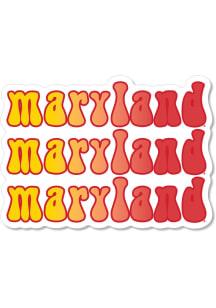 Maryland Terrapins 3.5" Bubble Text x3 Rugged Stickers - Red