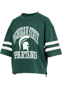 Pressbox Michigan State Spartans Womens Green Wayne Tyler Short Sleeve T-Shirt