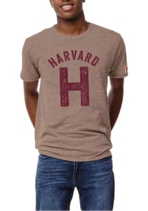 League Harvard Crimson Tan Vintage H Short Sleeve Fashion T Shirt