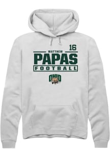 Matthew Papas Ohio Bobcats Mens White Football NIL Stacked Box Player Hood