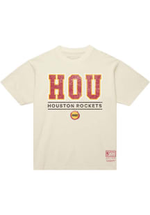 Mitchell and Ness Houston Rockets White Arch Short Sleeve T Shirt