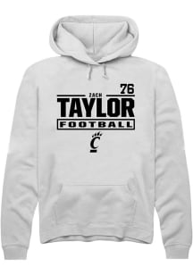 Zach Taylor Cincinnati Bearcats Mens White Football NIL Stacked Box Player Hood