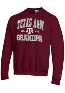 Champion Texas A&M Aggies Mens Maroon Est. Date Grandpa Powerblend Long Sleeve Crew Sweatshirt