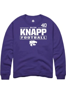 Dalton Knapp K-State Wildcats Mens Purple Football NIL Stacked Box Player Crew
