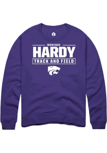 Monique Hardy  Rally K-State Wildcats Mens Purple NIL Stacked Box Long Sleeve Crew Sweatshirt