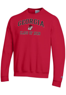 Champion Georgia Bulldogs Mens Red Font Class of 2028 Powerblend Long Sleeve Crew Sweatshirt