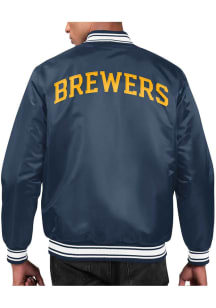 Starter Milwaukee Brewers Mens Navy Blue Varsity Medium Weight Jacket