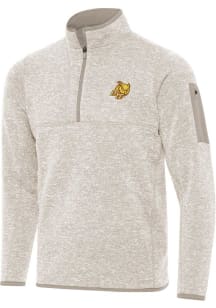 Antigua Rowan University Mens Oatmeal Fortune Long Sleeve Qtr Zip Pullover