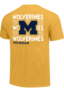 Michigan Wolverines Maize Stacked Mascot Short Sleeve T Shirt