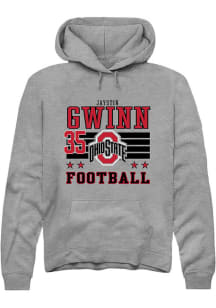 Jaystin Gwinn Ohio State Buckeyes Mens Grey Football NIL Striped Player Hood