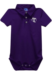 Vive La Fete Tarleton State Texans Baby Purple Team Short Sleeve One Piece Polo