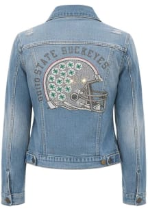 Ohio State Buckeyes Womens Blue Helmet Denim Medium Weight Jacket