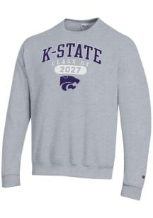 Champion K-State Wildcats Mens Grey Class of 2027 Powerblend Long Sleeve Crew Sweatshirt