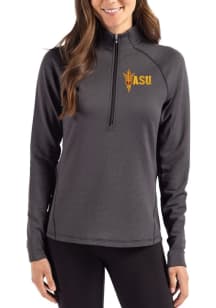 Cutter and Buck Arizona State Sun Devils Womens Black Pehastin Qtr Zip