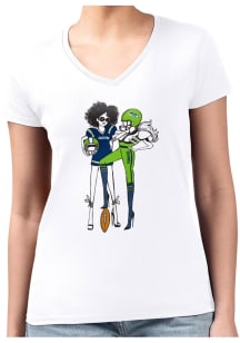 4Her Seattle Seahawks Womens White Football Girls Short Sleeve T-Shirt