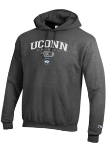 Champion UConn Huskies Mens Charcoal Pill Box Mom Powerblend Long Sleeve Hoodie