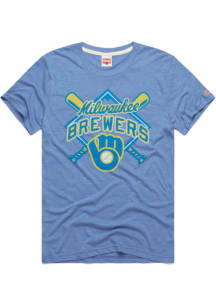 Homage Milwaukee Brewers Light Blue Diamond Short Sleeve Fashion T Shirt
