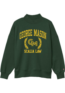 League George Mason University Womens Green Diana Law Mock Neck Crew Sweatshirt