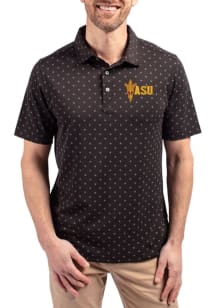 Cutter and Buck Arizona State Sun Devils Black Virtue Eco Pique Tile Big and Tall Polo