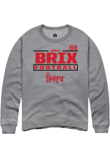 Grant Brix Nebraska Cornhuskers Mens Graphite Football NIL Stacked Box Player Crew