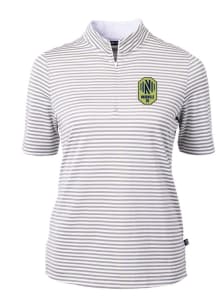 Cutter and Buck Nashville SC Womens Grey Virtue Eco Pique Stripe Short Sleeve Polo Shirt