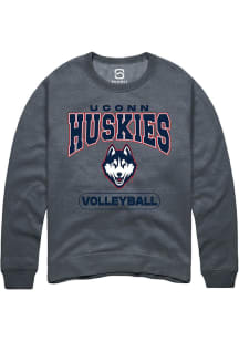 Summit Sportswear UConn Huskies Mens Grey Volleyball Long Sleeve Crew Sweatshirt
