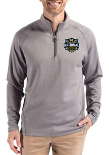 Cutter and Buck Michigan Wolverines Mens Graphite 2026 MBB Champions Pehastin Long Sleeve Qtr Zip..